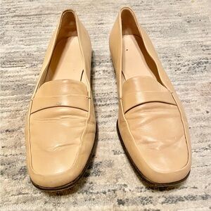 BALLY Leather Aldila Loafers Flats Women’s Sz 37.5 Tan Quiet Luxe ITALY- EUC